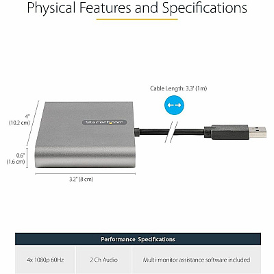 StarTech Usb 3.0 To 4 Hdmi Adapter - Quad Monitor (USB32HD4)