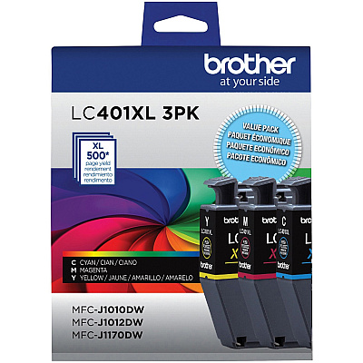 Brother LC401XL3PKS Original High Yield Inkjet Ink Cartridge - CMY - 3 Pack