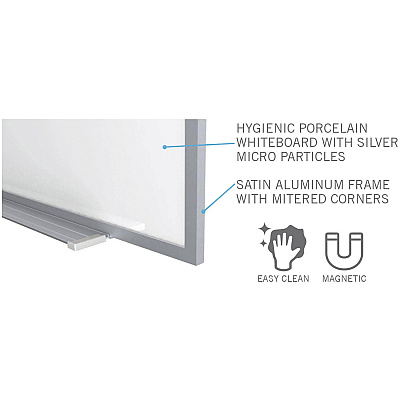 Ghent Hygienic Porcelain Whiteboard with Aluminum Frame (M4231)