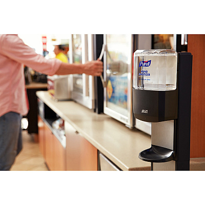 PURELL MESSENGER ES8 Silver Panel Floor Stand with Dispenser (GOJ7318DSSLV)
