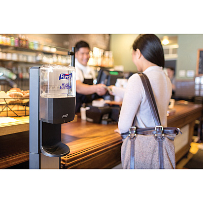 PURELL MESSENGER ES6 Silver Panel Floor Stand with Dispenser (GOJ7316DSSLV)