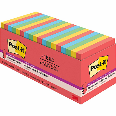 Post-it Super Sticky Dispenser Notes - Playful Primaries Color Collection (MMMR33018SSANCP)