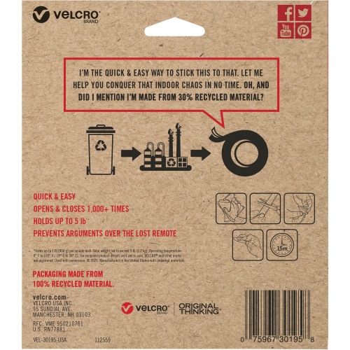 Velcro Eco Collection Adhesive Backed Tape (30195)