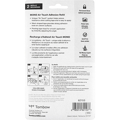 Tombow Refill 2-Pack, MONO Air Touch Adhesive (TOM62153)