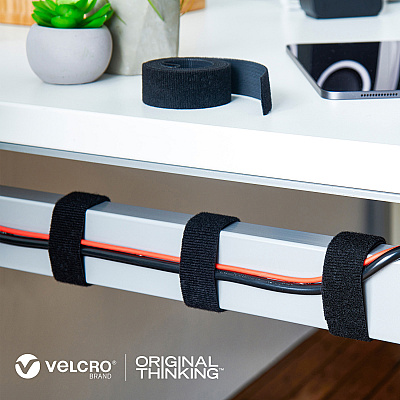 Velcro Strap,Adjustable,Reusable,Recycled,1"x10',Black (VEK30188)