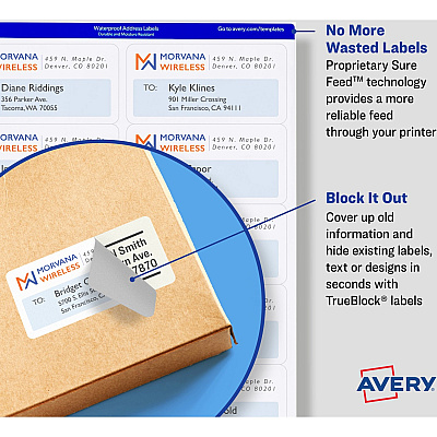Avery Avery Printable Shipping Labels, 2.5" x 4" , 200 Labels (AVE5815)