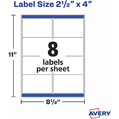 Avery Avery Printable Shipping Labels, 2.5" x 4" , 200 Labels (AVE5815)