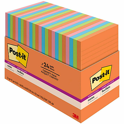 Post-it Super Sticky Notes - Energy Boost Color Collection (MMM66024SSAUCP)
