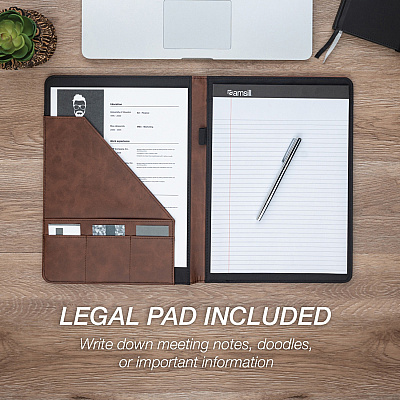 Samsill Two-Tone Padfolio, Resume Portfolio, Business Portfolio, with 8.5 x 11" Writing Pad, Brown and Dark Brown (SAM71656)