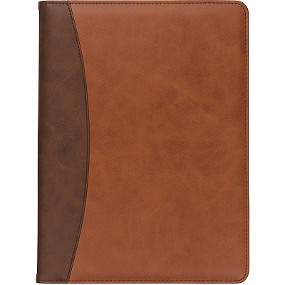 Samsill Two-Tone Padfolio, Resume Portfolio, Business Portfolio, with 8.5 x 11" Writing Pad, Brown and Dark Brown (SAM71656)