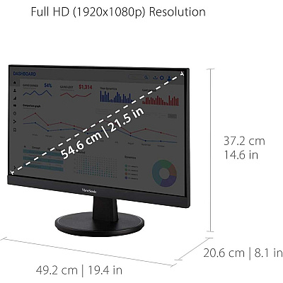 Viewsonic VA2247-MH 22 Inch Full HD 1080p Monitor with 100Hz, FreeSync, Ultra-Thin Bezel, Eye Care, HDMI, VGA Inputs for Home and Office