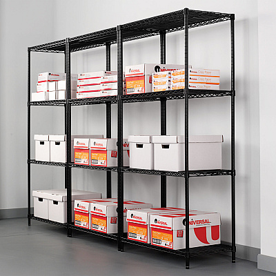 Alera NSF Certified Industrial Four-Shelf Wire Shelving Kit, 36w x 24d x 72h, Black (ALESW503624BL)
