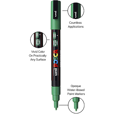 Uni Posca PC-3M Paint Markers (UBCPC3MGREEN)