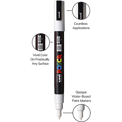 Uni Posca PC-3M Paint Markers (UBCPC3MWHITE)