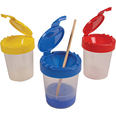 deflecto Antimicrobial Kids No Spill Paint Cup Red (DEF39515RED)