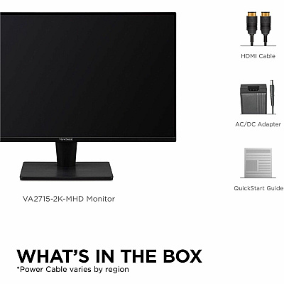 Viewsonic VA2715-2K-MHD 27 Inch 1440p LED Monitor with Adaptive Sync, Ultra-Thin Bezels, HDMI and DisplayPort Inputs for Home and Office