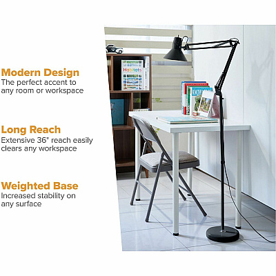 Bostitch Swing Arm Floor Lamp, Black (VLF100F)