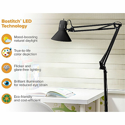 Bostitch Swing Arm Floor Lamp, Black (VLF100F)