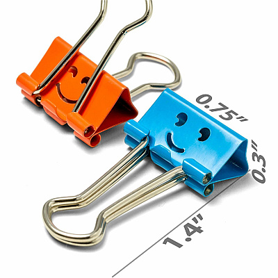 Officemate Smiling Faces Binder Clips, 42PC (OIC31090)