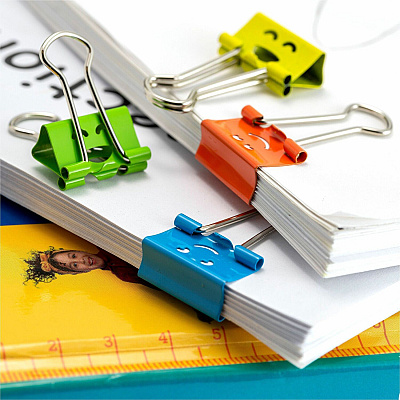 Officemate Smiling Faces Binder Clips, 42PC (OIC31090)