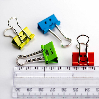 Officemate Smiling Faces Binder Clips, 42PC (OIC31090)
