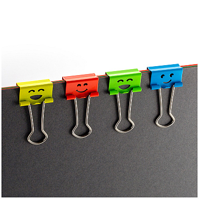 Officemate Smiling Faces Binder Clips, 42PC (OIC31090)