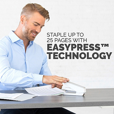 Fellowes LX850 Full Strip EasyPress Stapler - White (FEL5011601)