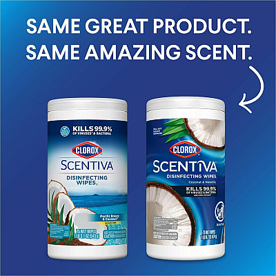 Clorox Scentiva Wipes, Bleach Free Cleaning Wipes (CLO60037)