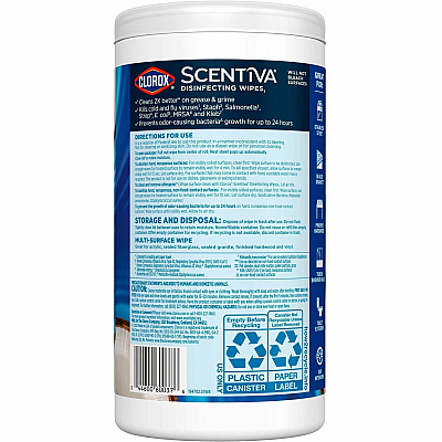 Clorox Scentiva Wipes, Bleach Free Cleaning Wipes (CLO60037)