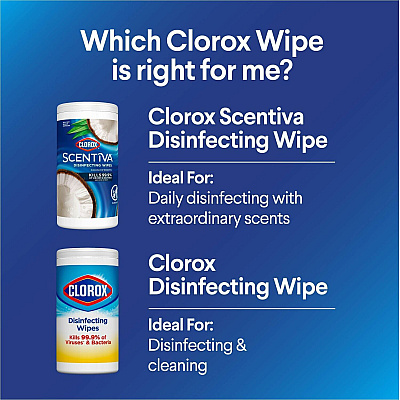 Clorox Scentiva Wipes, Bleach Free Cleaning Wipes (CLO60037)