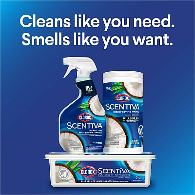 Clorox Scentiva Wipes, Bleach Free Cleaning Wipes (CLO60037)