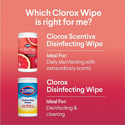 Clorox Scentiva Wipes, Bleach Free Cleaning Wipes (CLO60036)