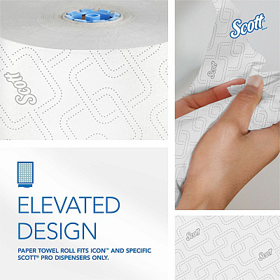 Scott Pro High-Capacity Hard Roll Towels with Elevated Design & Absorbency Pockets (KCC53925)