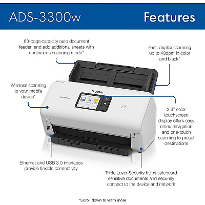 Brother Wireless High-Speed Desktop Scanner ADS-3300W