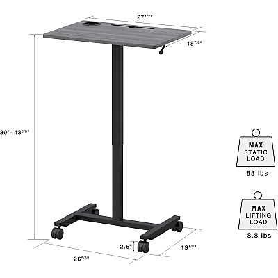 Lorell Height-adjustable Mobile Desk (LLR84837)