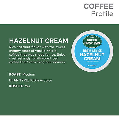 Green Mountain Coffee Roasters K-Cup Brew Over Ice Hazelnut Cream Coffee (GMT9029)