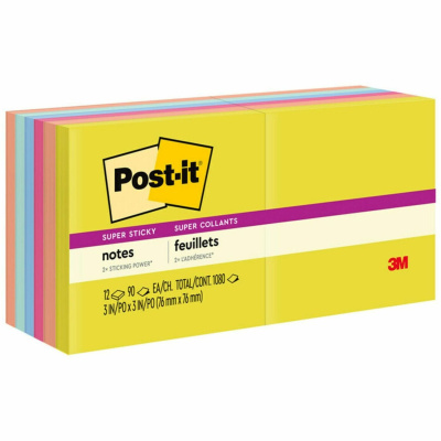 Post-it Super Sticky Note Pads - Summer Joy Color Collection (MMM65412SSJOY)