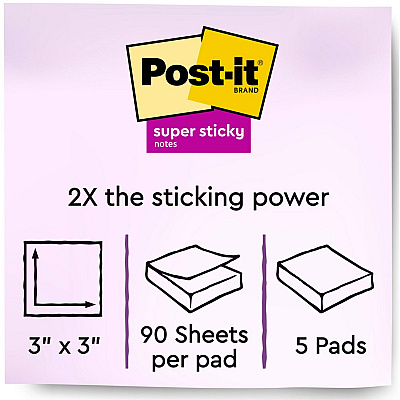 Post-it Super Sticky Note Pads - Summer Joy Color Collection (MMM6545SSJOY)