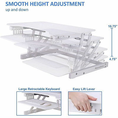 Rocelco ADR 32" Adjustable Desk Riser with EVR (RADRW)