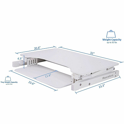 Rocelco ADR 32" Adjustable Desk Riser with EVR (RADRW)