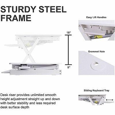 Rocelco EADRW- Sit Stand Desk Riser (READRW)