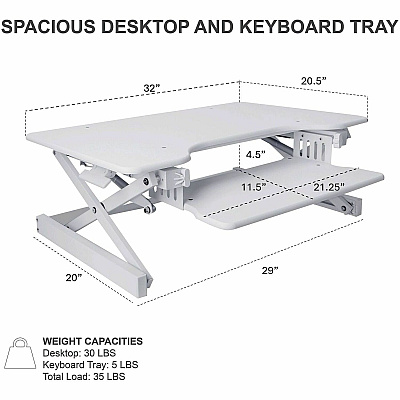 Rocelco EADRW- Sit Stand Desk Riser (READRW)
