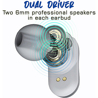 Maxell True Wireless Dual Driver Bluetooth Earbuds (MAX199652)
