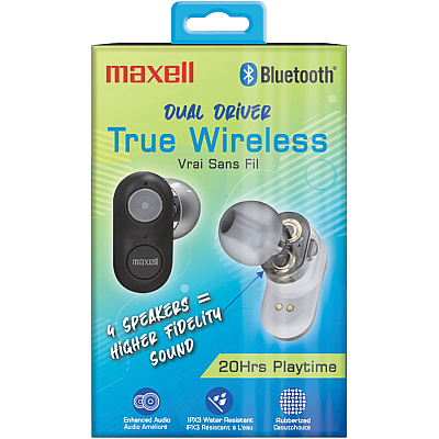 Maxell True Wireless Dual Driver Bluetooth Earbuds (MAX199652)