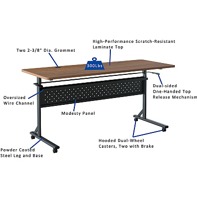 Lorell Shift 2.0 Flip and Nesting Mobile Table (LLR60764)