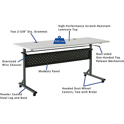Lorell Shift 2.0 Flip and Nesting Mobile Table (LLR60766)