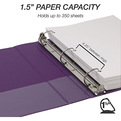 Samsill Durable 1.5 Inch Binder, Made in the USA, D Ring Customizable Clear View Binder, Fashion Assortment, 4 Pack, Each Holds 350 Page (SAMMP46459)