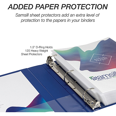 Samsill Durable 1.5 Inch Binder, Made in the USA, D Ring Customizable Clear View Binder, Fashion Assortment, 4 Pack, Each Holds 350 Page (SAMMP46459)