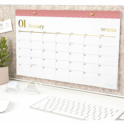 Cambridge WorkStyle 2026 Monthly Desk Pad Calendar, Green, Compact, 17 3/4" x 11" (1606705)