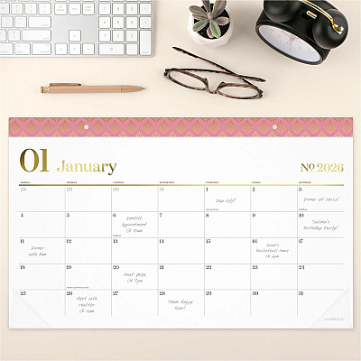 Cambridge WorkStyle 2026 Monthly Desk Pad Calendar, Green, Compact, 17 3/4" x 11" (1606705)